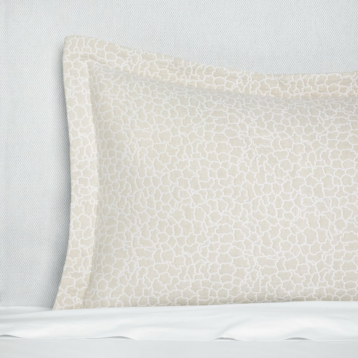 White and Sand color Sferra x Scalamandre Aurelia Sham