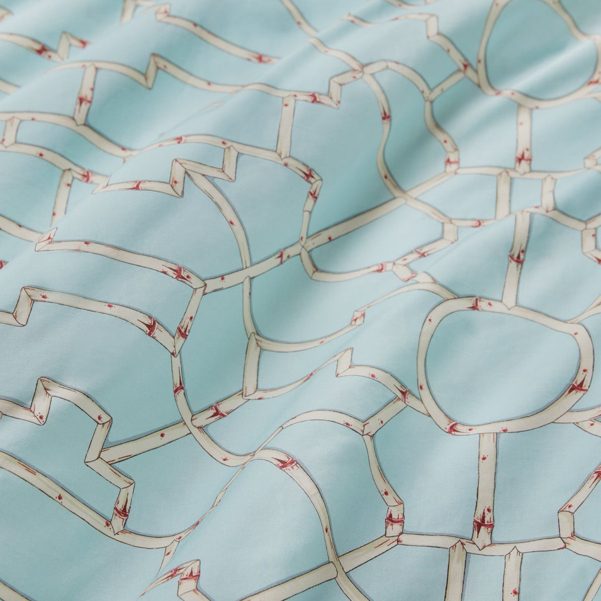 Fabric Closeup of Aqua Sferra x Scalamandre Baldwin Bamboo Bedding Collection