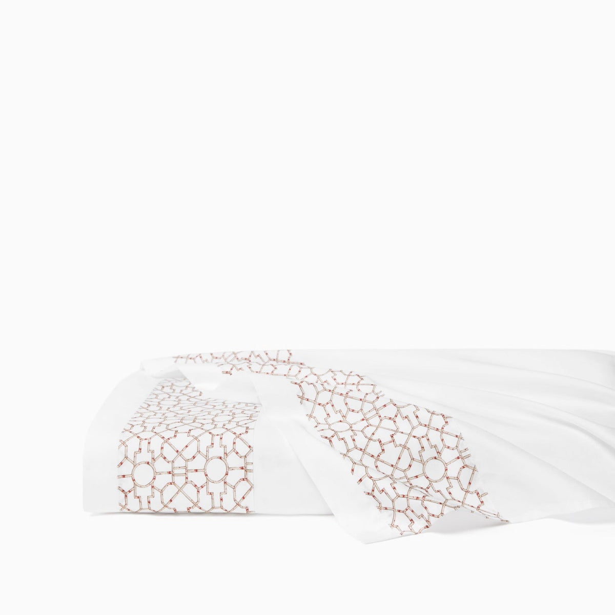 Flat Sheet of Red Sferra x Scalamandre Baldwin Bamboo Bedding Collection