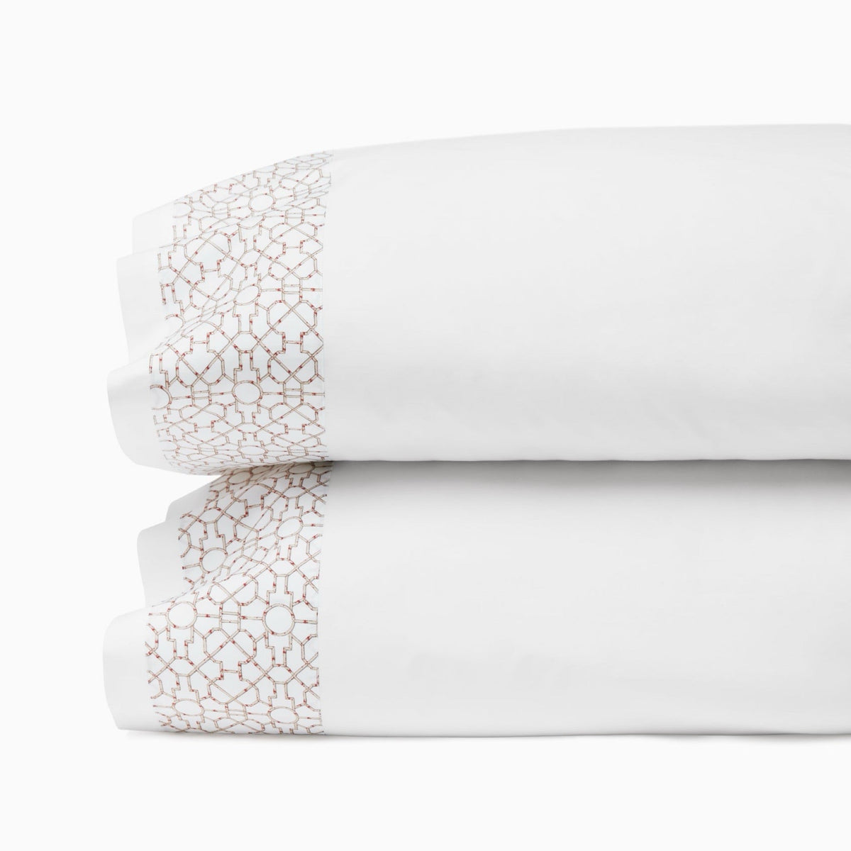 Pillowcases of Red Sferra x Scalamandre Baldwin Bamboo Bedding Collection