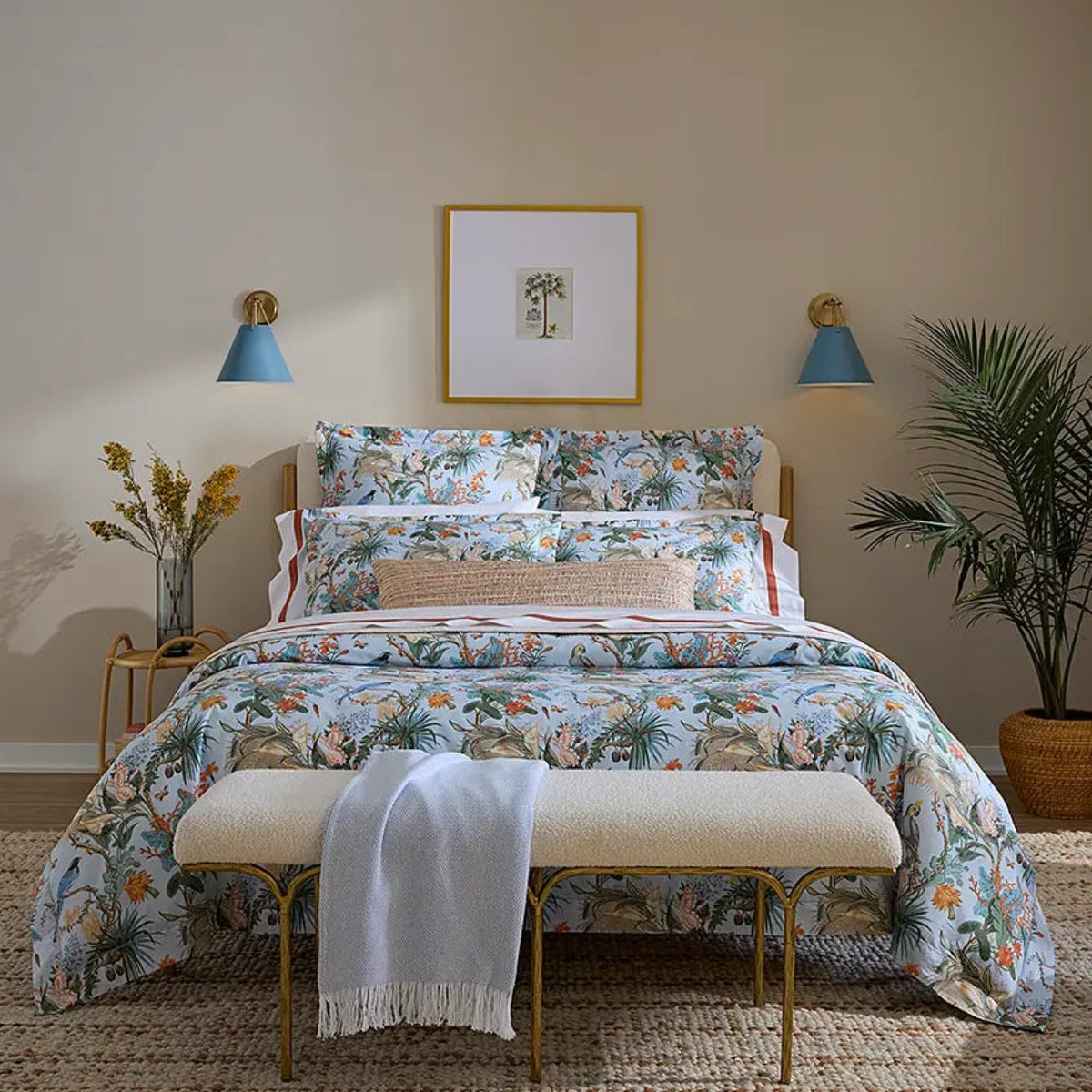 Bed with Sferra x Scalamandre Cinque Terra Bedding Collection