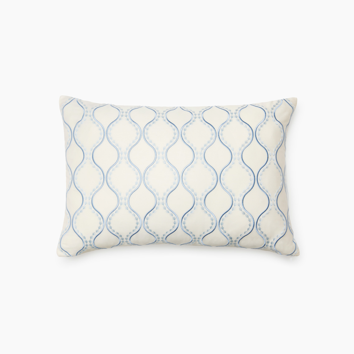 Sferra x Scalamandre Isabella Decorative Pillow in Ivory and Sea colors