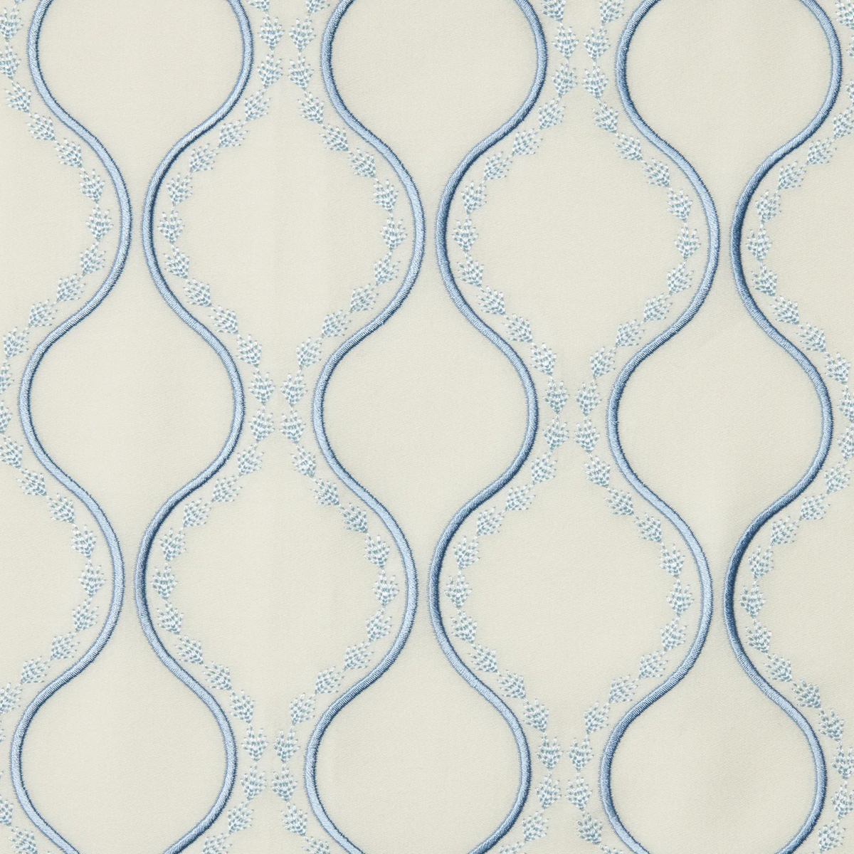 Embroidery of Sferra x Scalamandre Isabella Decorative Pillow in Ivory and Sea colors