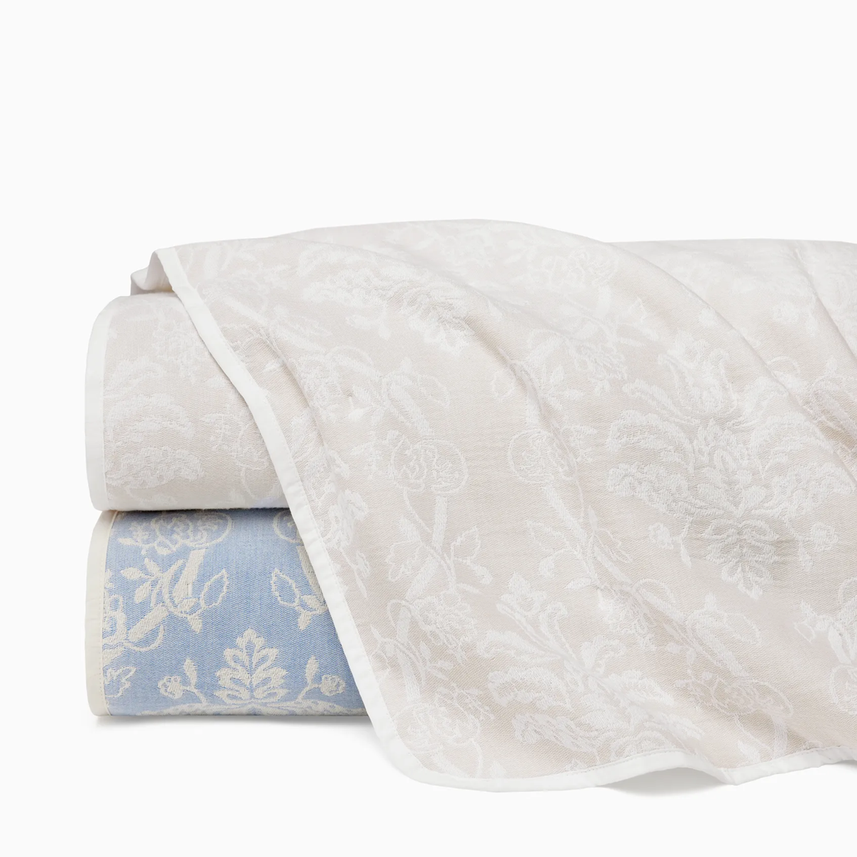 Sferra x Scalamandre Isabella Quilts  in Ivory/Sea and White/Sand colors