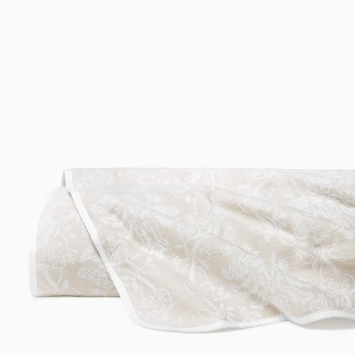 Folded Sferra x Scalamandre Isabella Quilt Coverlet in White/Sand color