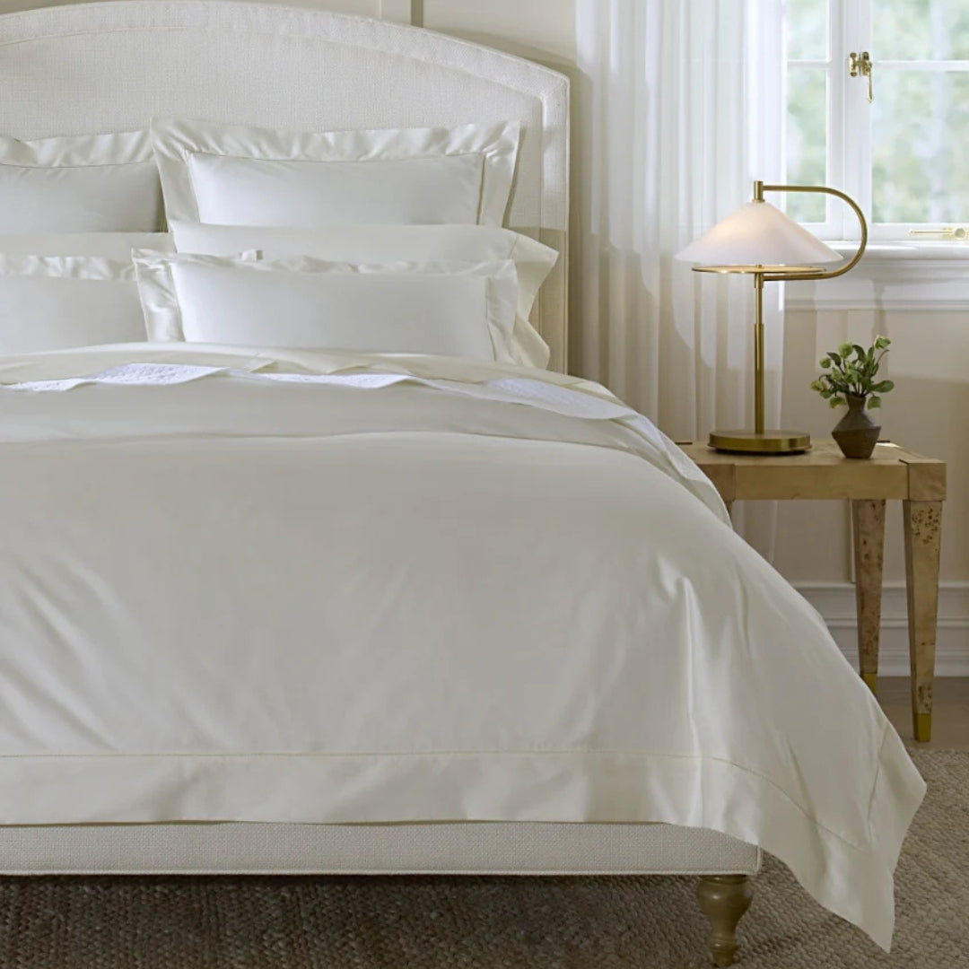 Sferra Giotto bedding lifestyle image with shams and duvet cover