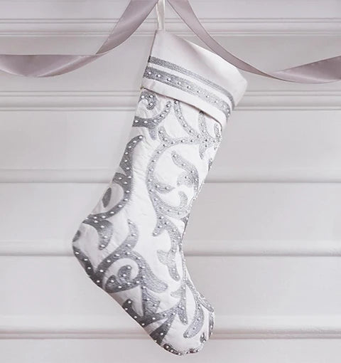 Sferra Holiday Prancer Stockings - Silver