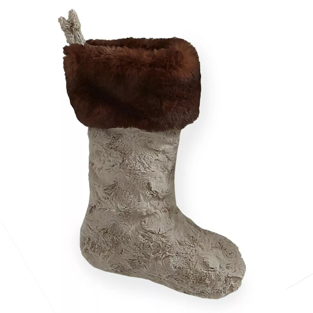 Sferra Holiday Stivali Faux Fur Stocking in Fawn