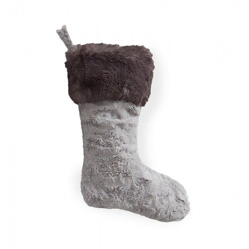 Sferra Stivali Faux Fur Holiday Stocking in Silver