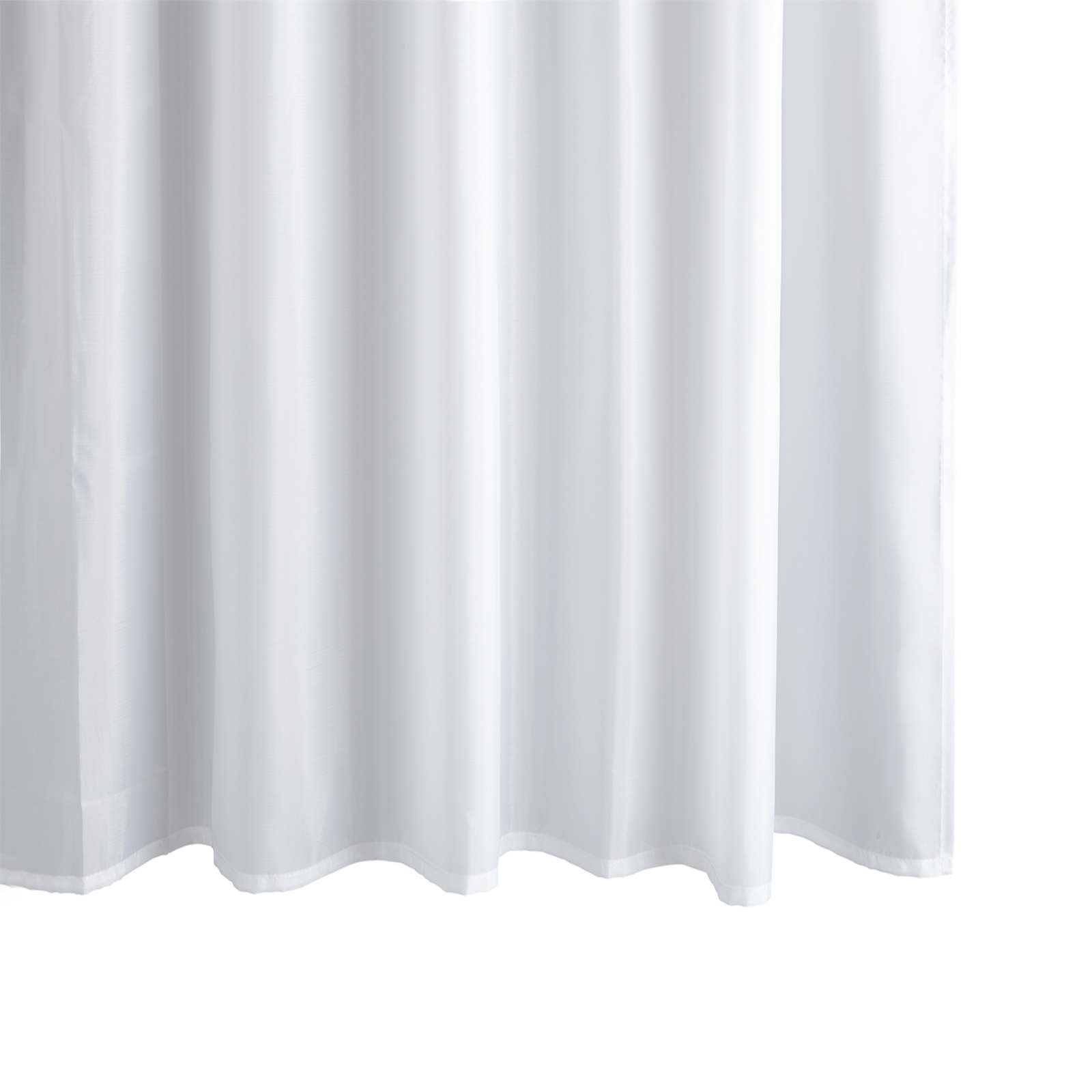 Closeup of White Shower Curtain Liner