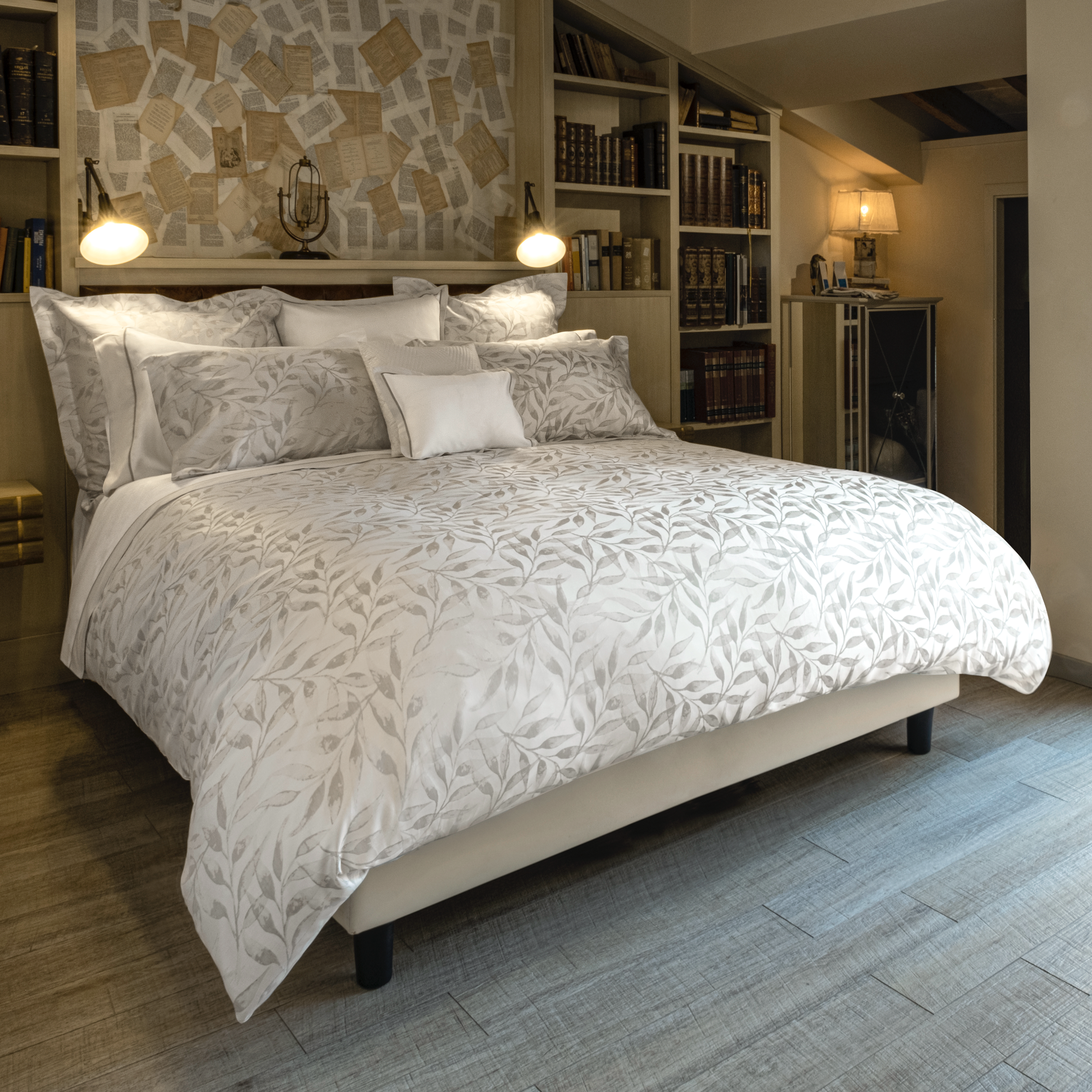 Lifestyle Image of Signoria Argentario Bedding in Grey Color