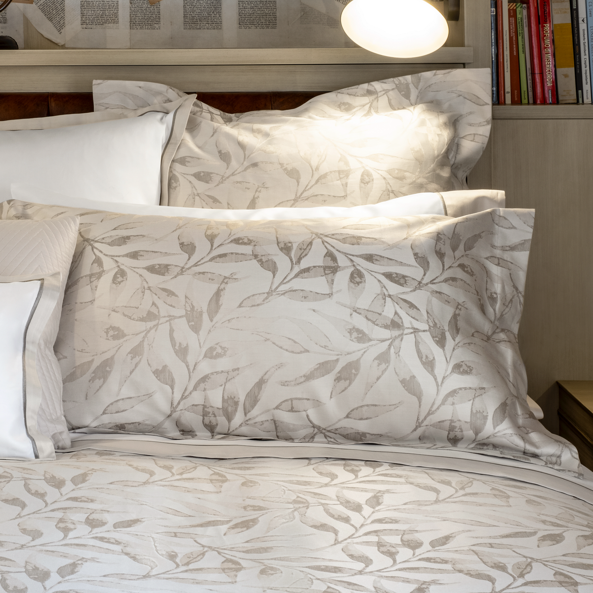 Shams Closeup of Signoria Argentario Bedding in Grey Color