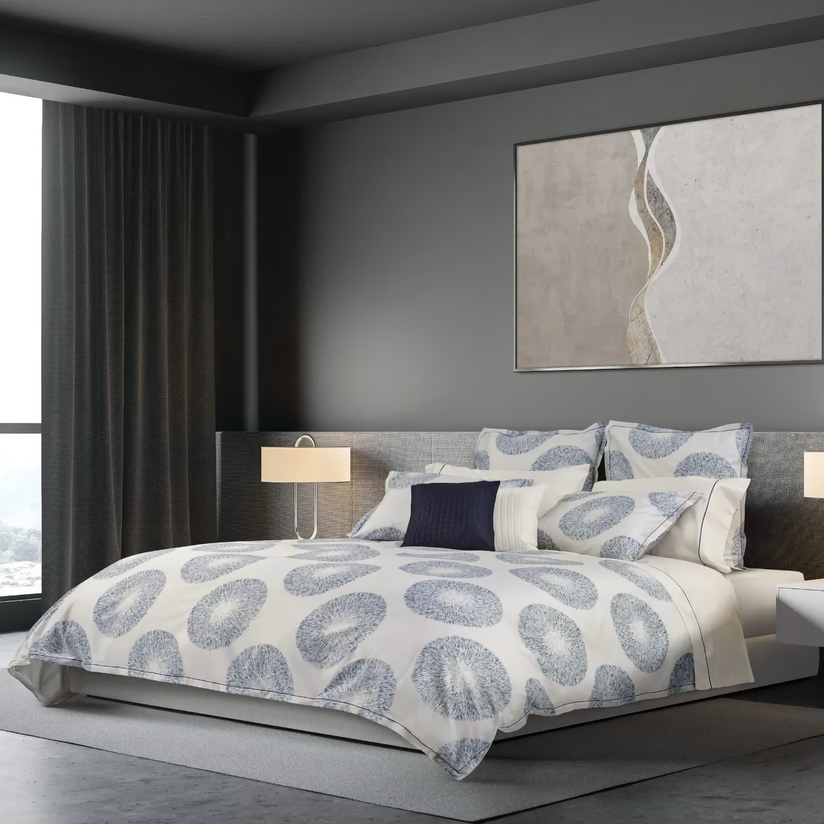 Signoria Brio Bedding in Pearl and Blue