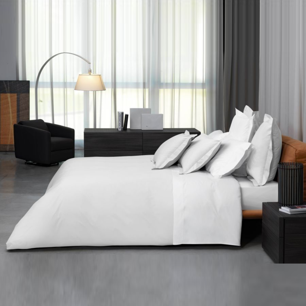 Full Bed Dressed in Signoria Gemma Bedding in White Color