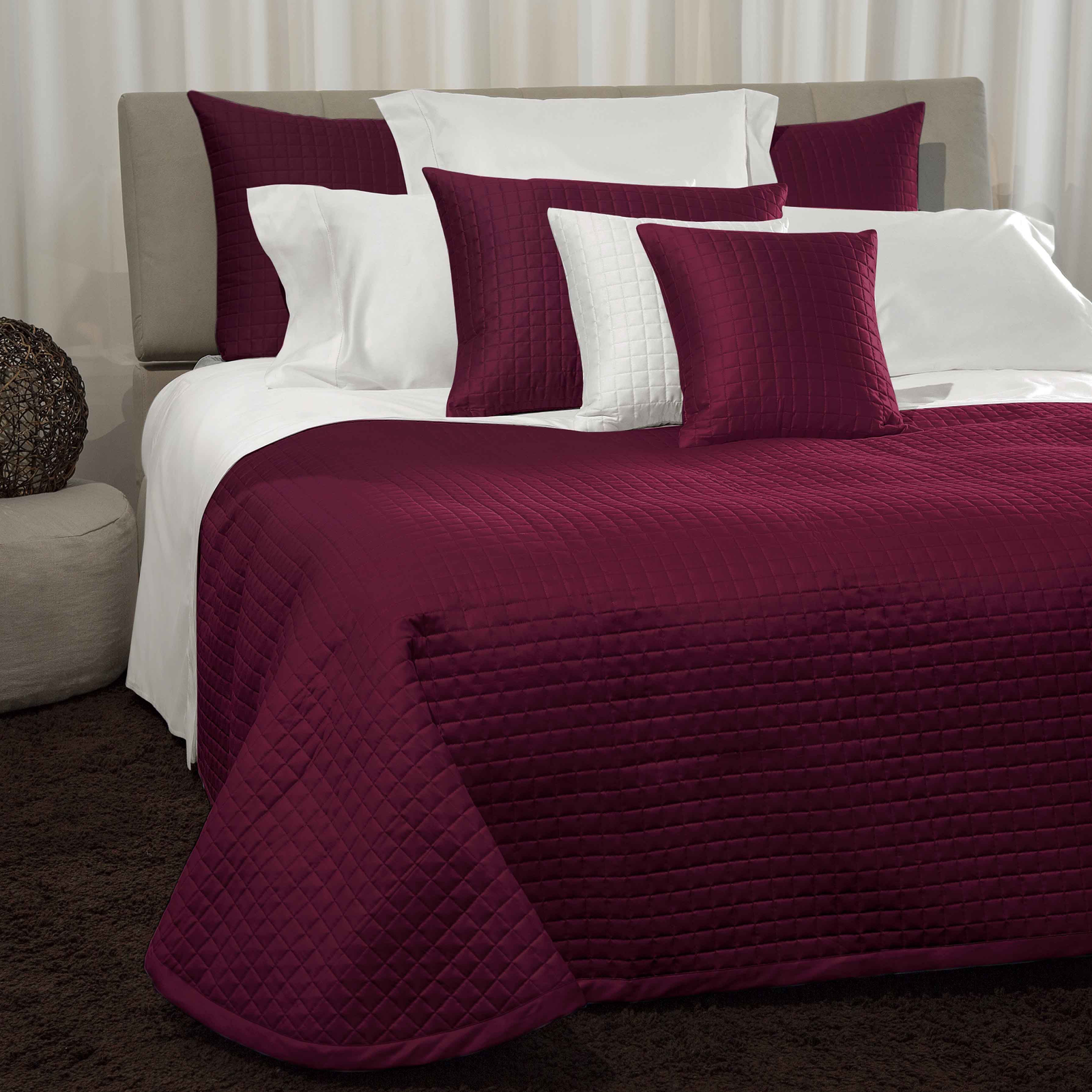 Bed Dressed in Signoria Masaccio Bedding in Cardinale Red Color