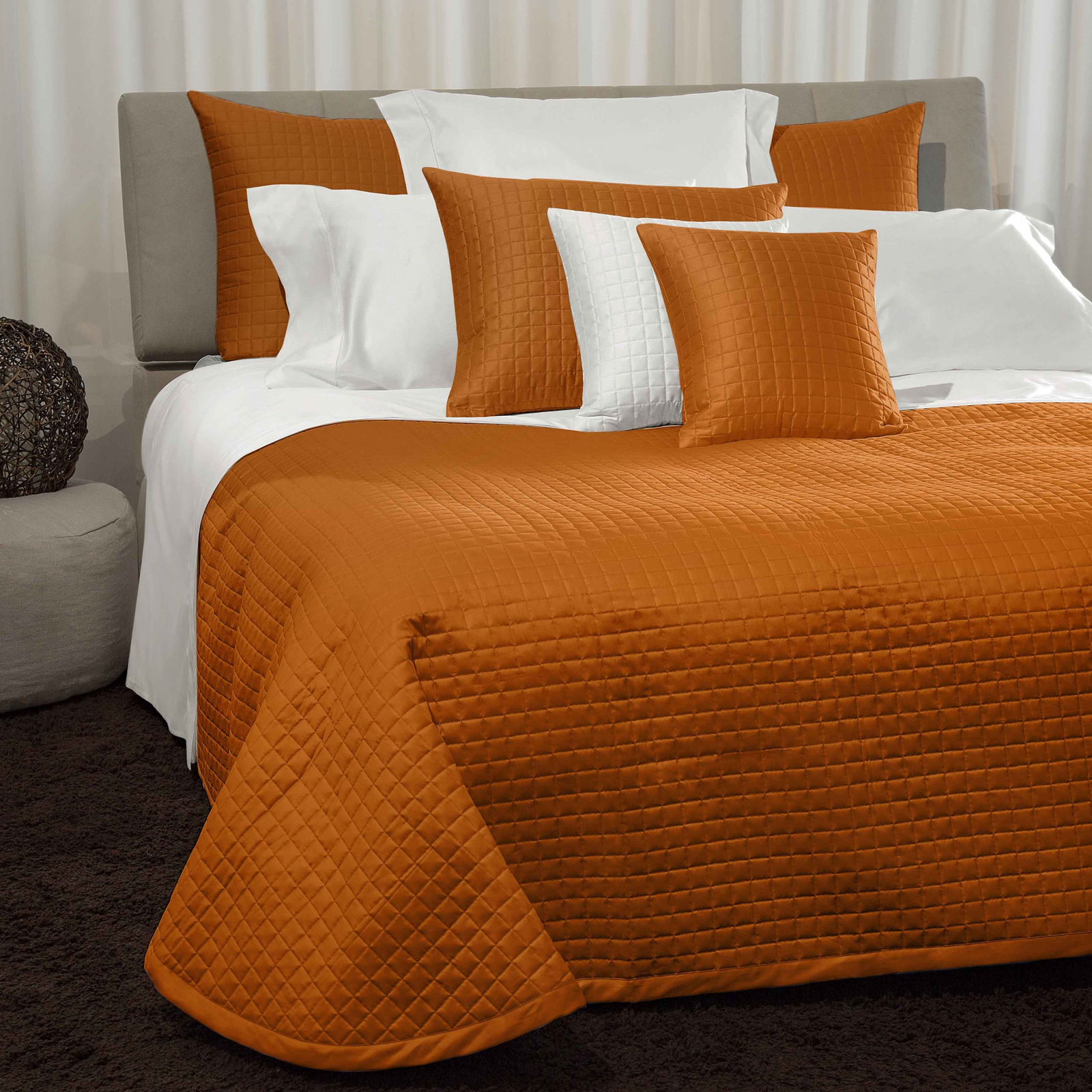 Bed Dressed in Signoria Masaccio Bedding in Rust Color