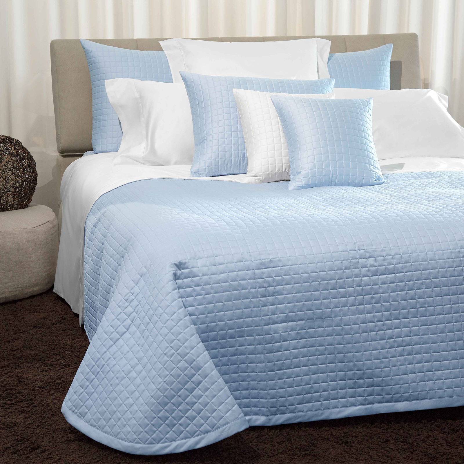 Bed Dressed in Signoria Masaccio Bedding in Sky Blue Color