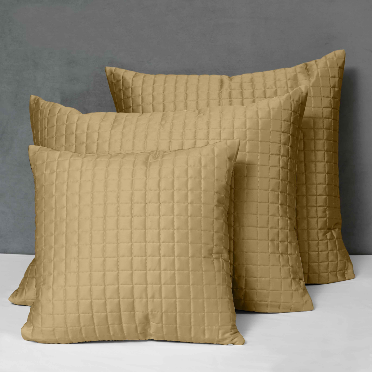 Different Sizes of Quilted Shams of Signoria Masaccio Bedding in Caramel  Color
