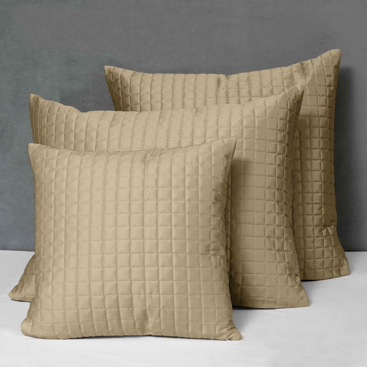 Different Sizes of Quilted Shams of Signoria Masaccio Bedding in Coffee Color
