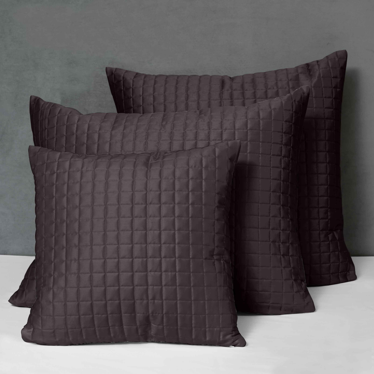 Different Sizes of Quilted Shams of Signoria Masaccio Bedding in Espresso Color