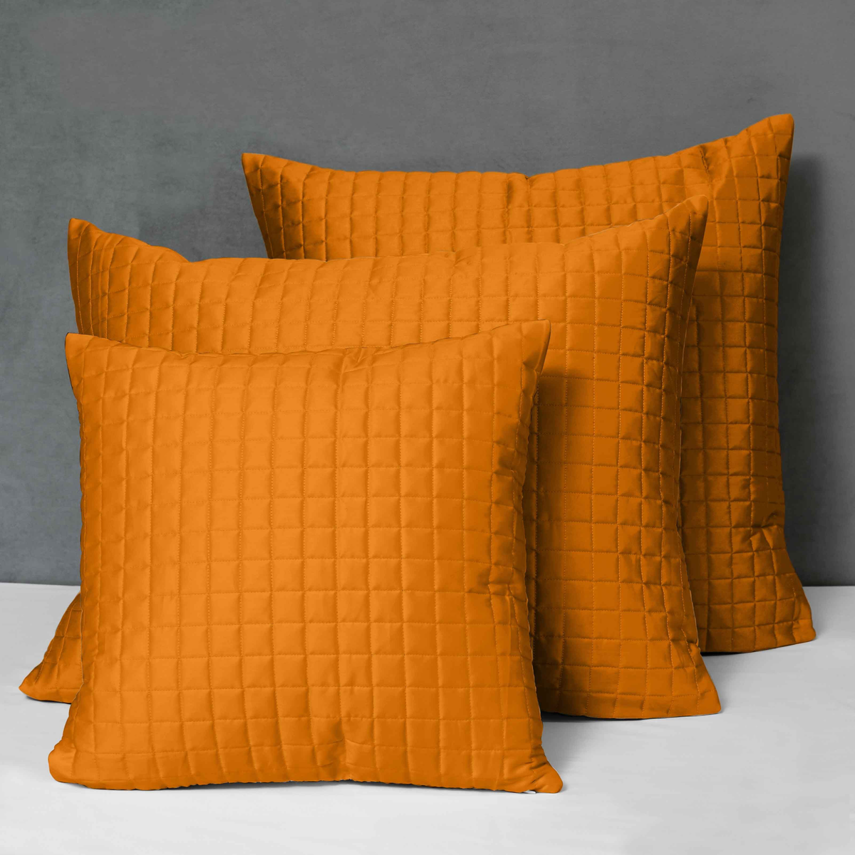 Different Sizes of Quilted Shams of Signoria Masaccio Bedding in Rust Color