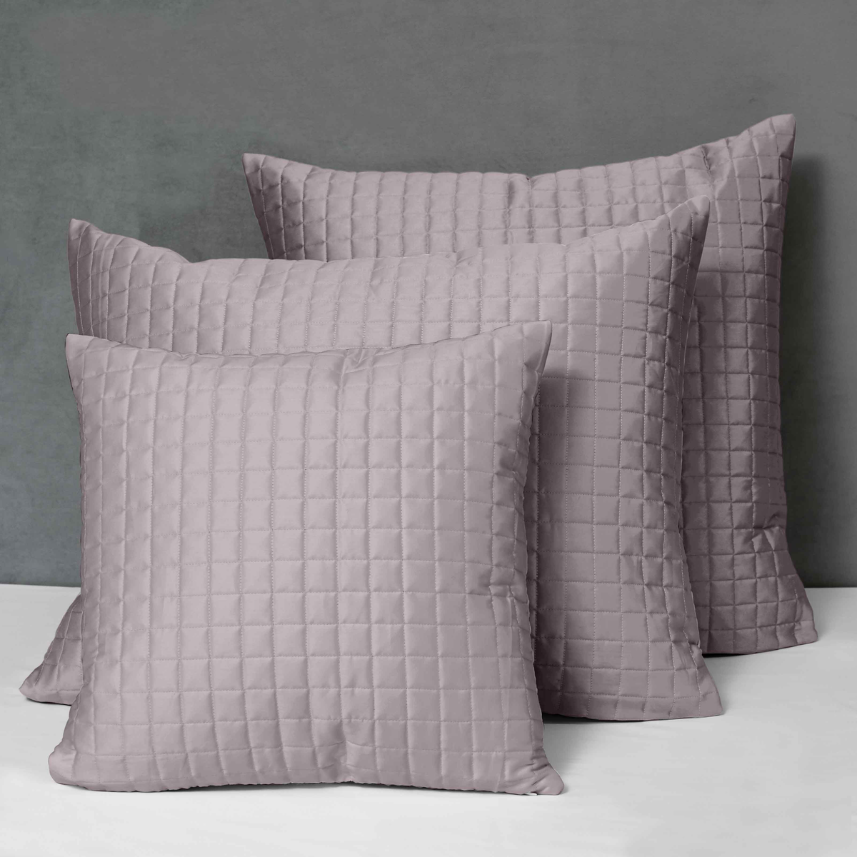 Different Sizes of Quilted Shams of Signoria Masaccio Bedding in Thistle  Color