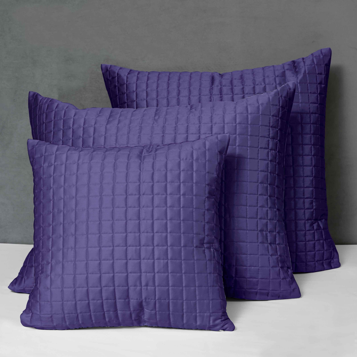 Different Sizes of Quilted Shams of Signoria Masaccio Bedding in Violet Color