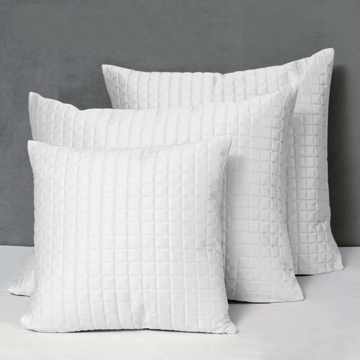 Different Sizes of Quilted Shams of Signoria Masaccio Bedding in White Color