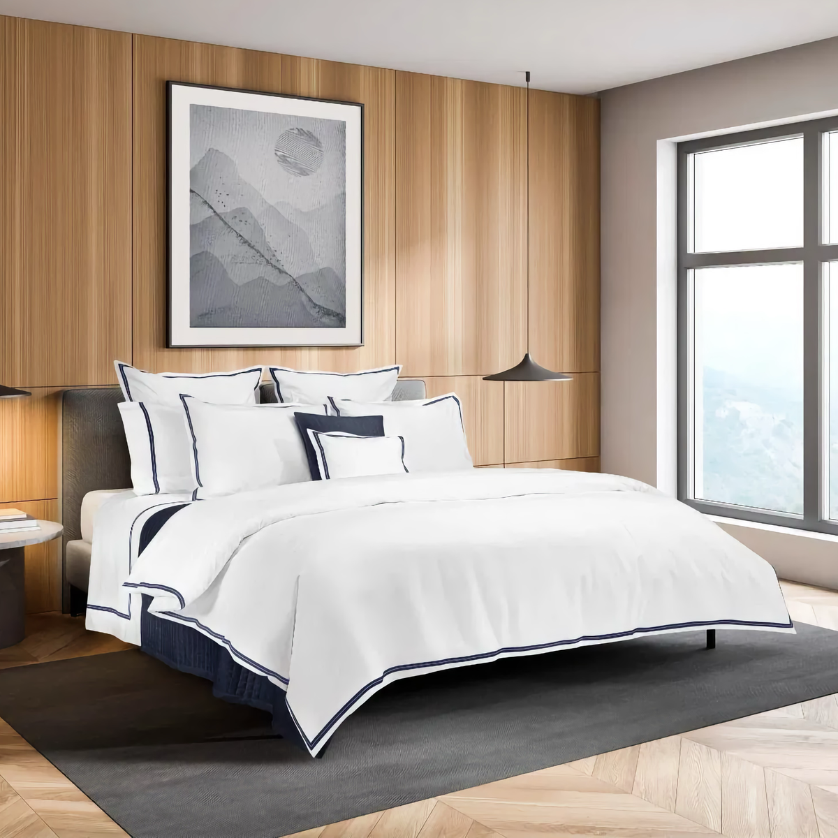 Duvet Cover of Signoria Mylos Bedding in  White and Dark Blue