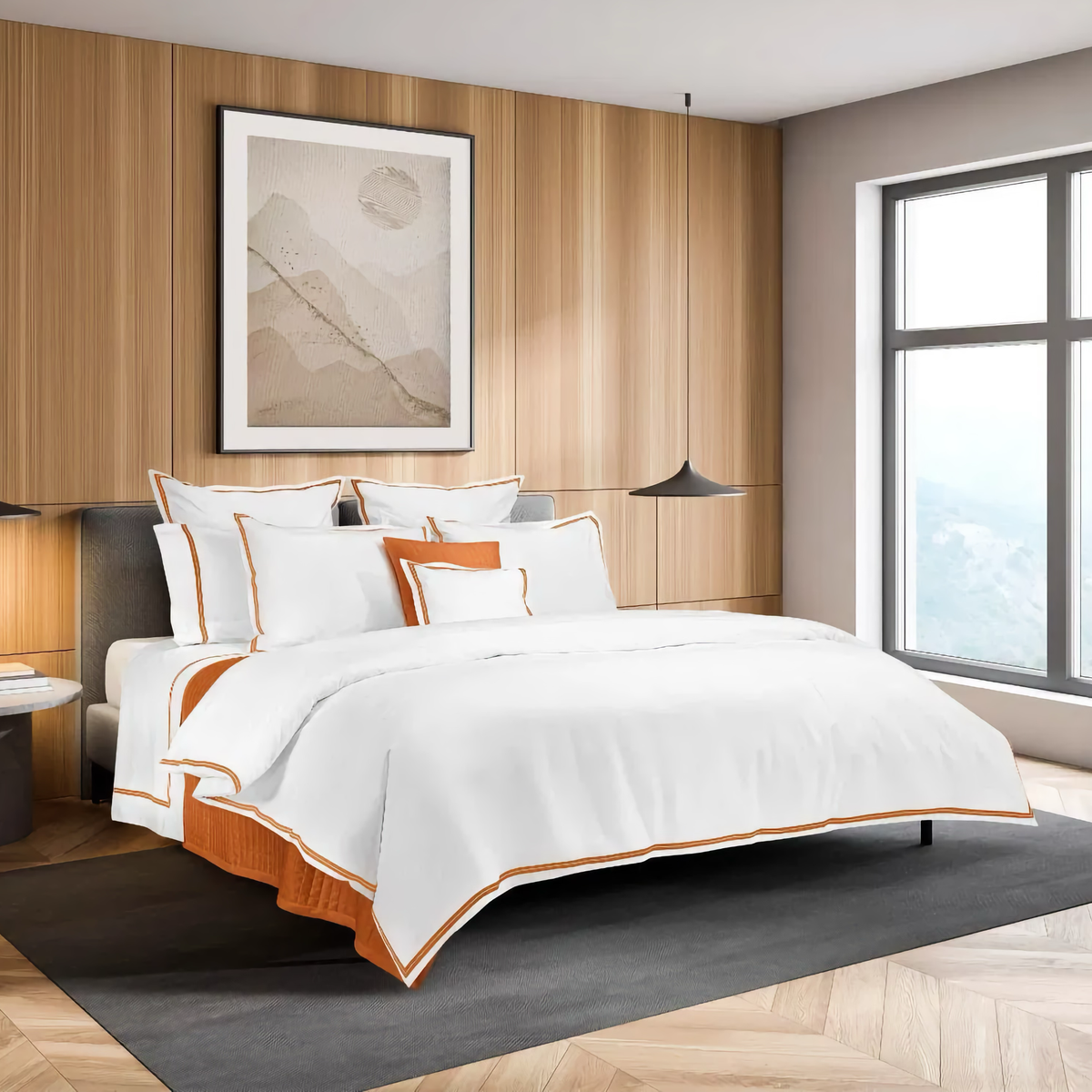 Duvet Cover of Signoria Mylos Bedding in  White and Rust