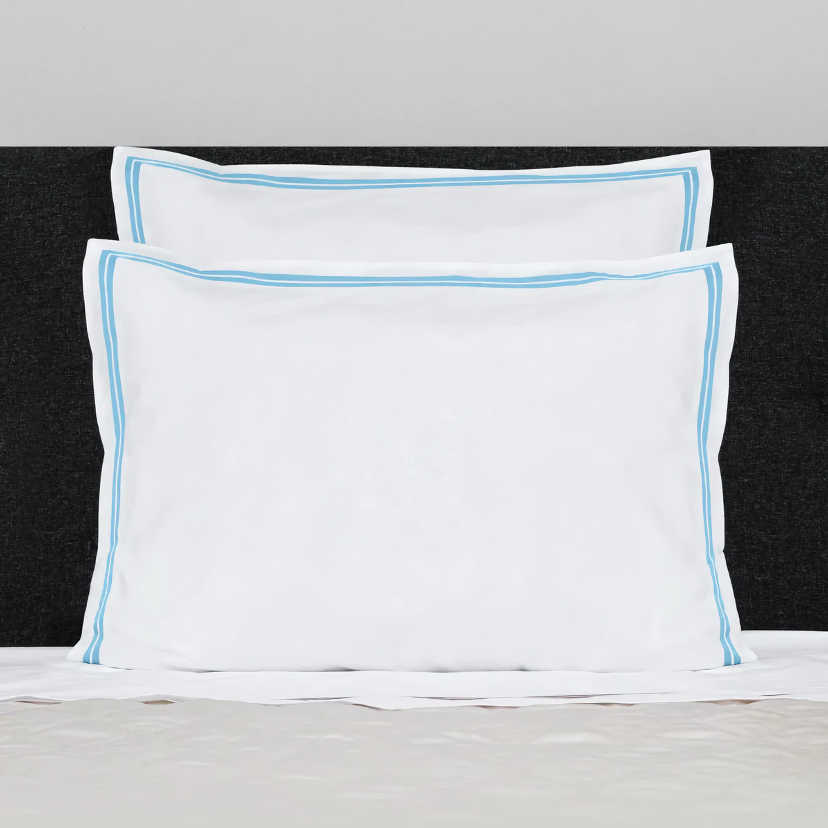 Shams of Signoria Mylos Bedding in  White and Cerulean Blue