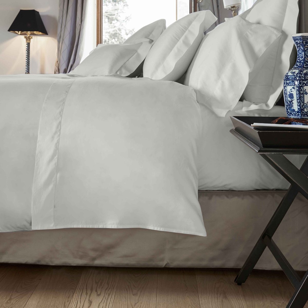 Side View of Bed in Pearl  Signoria Nuvola Bedding