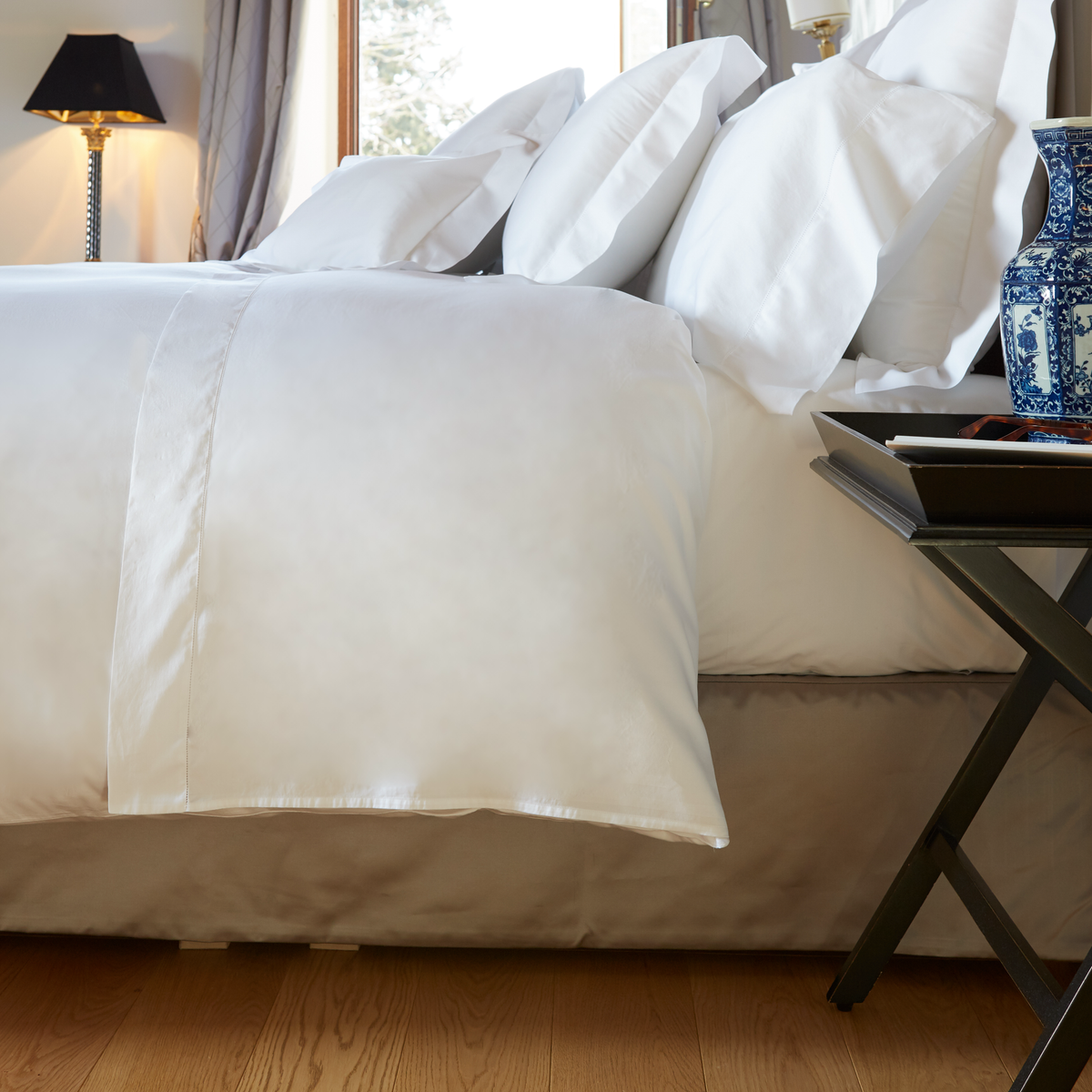 Side View of Bed in White Signoria Nuvola Bedding