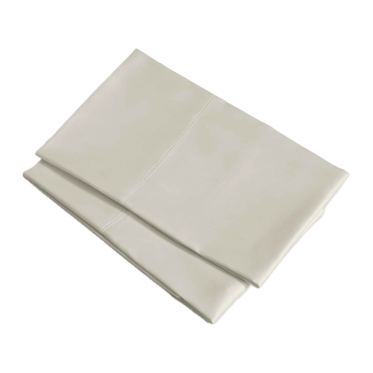 Pair of Folded Pillowcases of Pearl Signoria Nuvola Percale Bedding