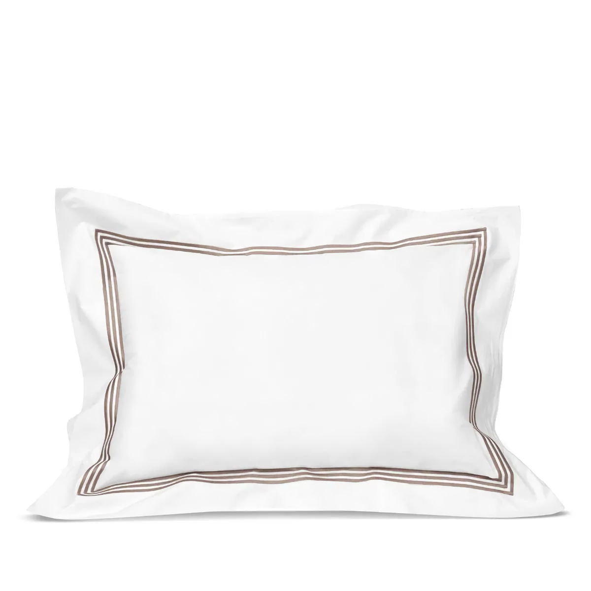 Sham Silo of Signoria Platinum Percale Bedding in White and Brown