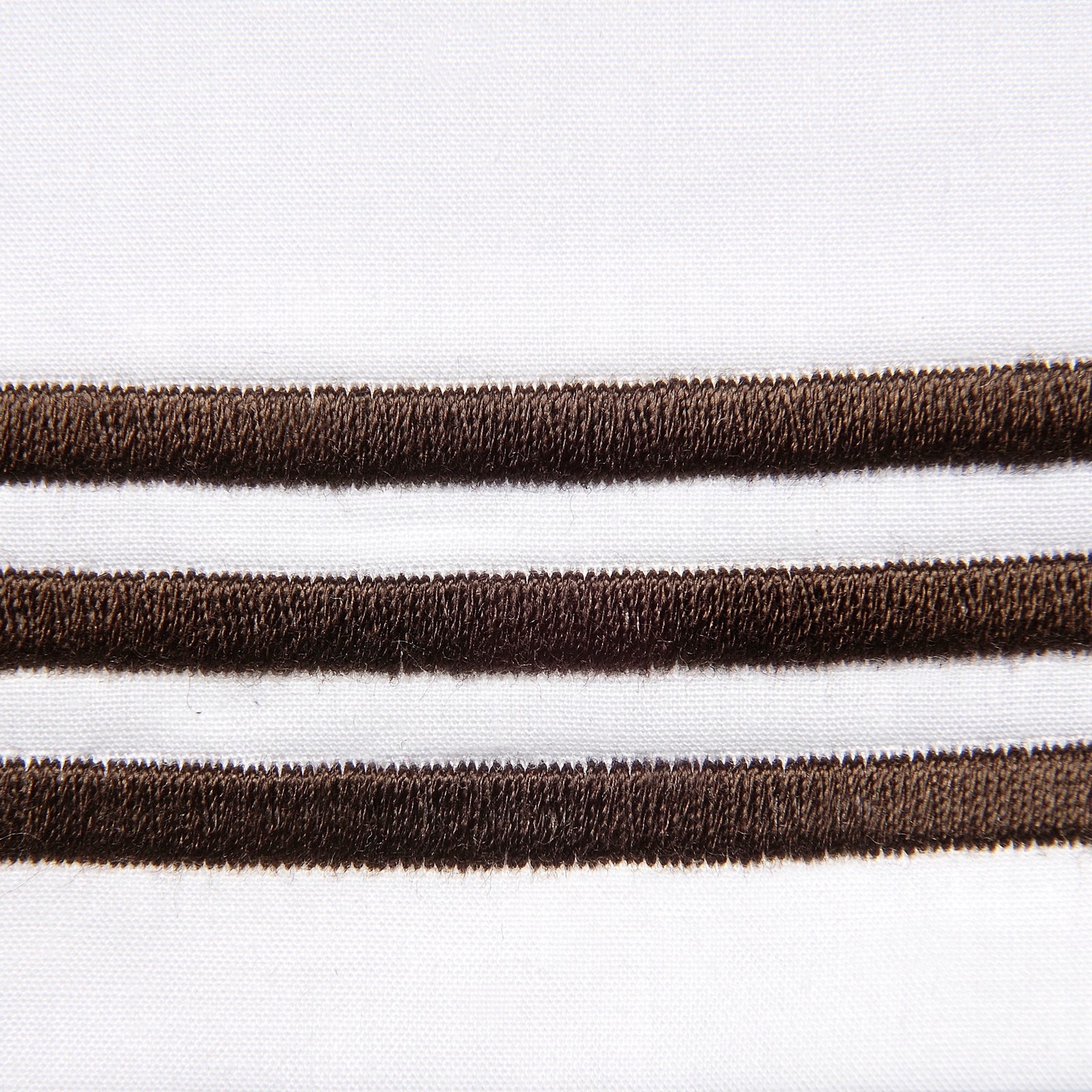 Bed Dressed in Signoria Platinum Percale Bedding in White/Espresso Color