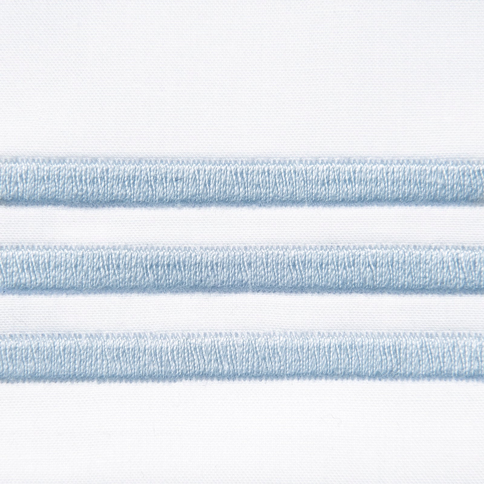 Bed Dressed in Signoria Platinum Percale Bedding in White/Sky Blue Color