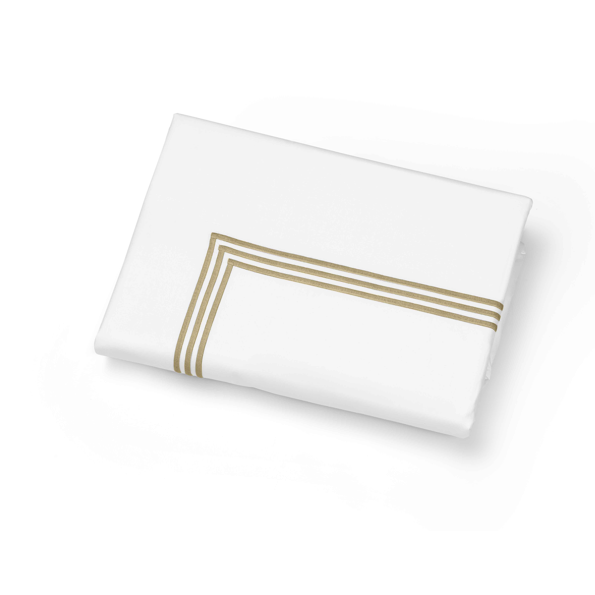 Folded Duvet Cover of Signoria Platinum Percale Bedding in White/Coffee Color