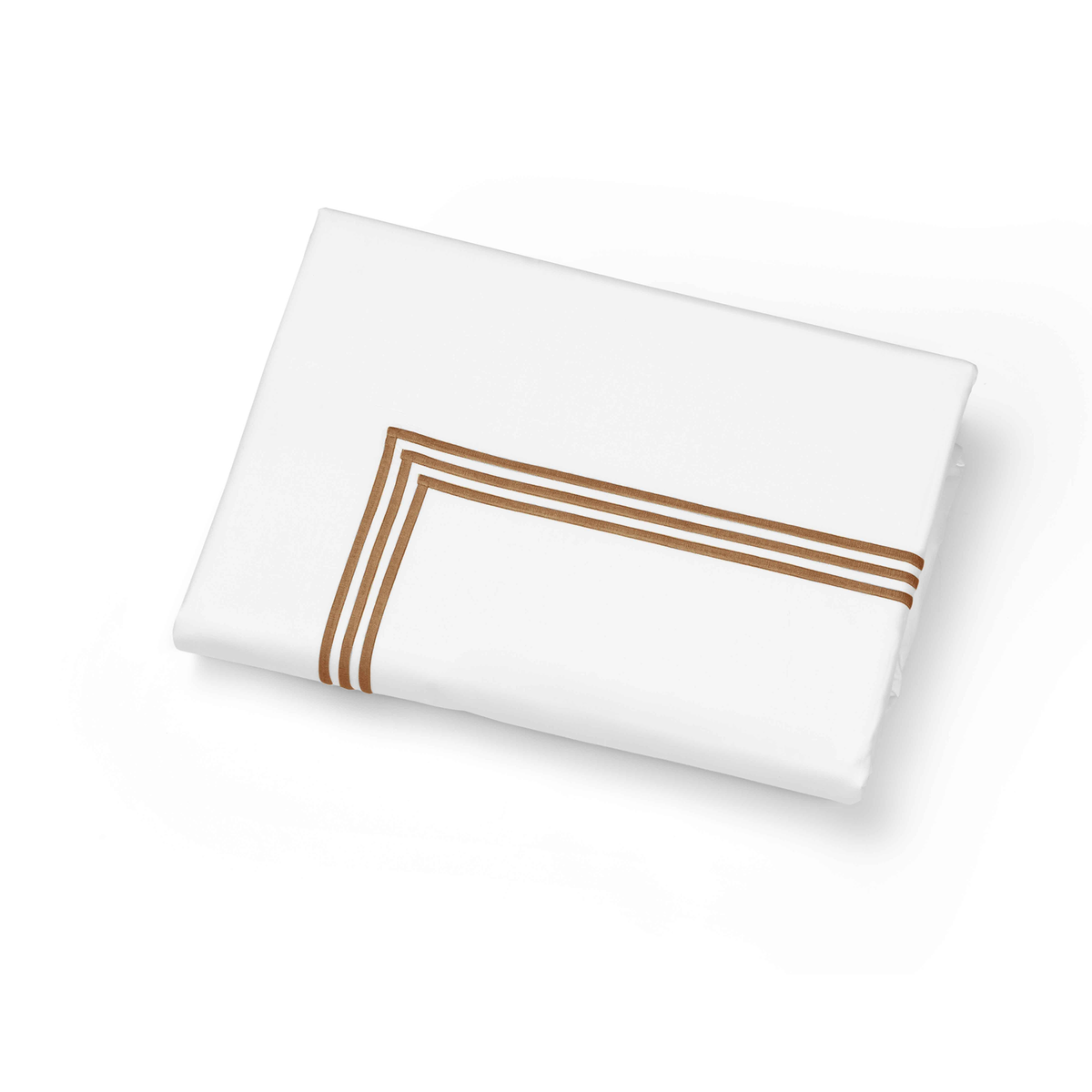 Folded Duvet Cover of Signoria Platinum Percale Bedding in White/Cognac Color