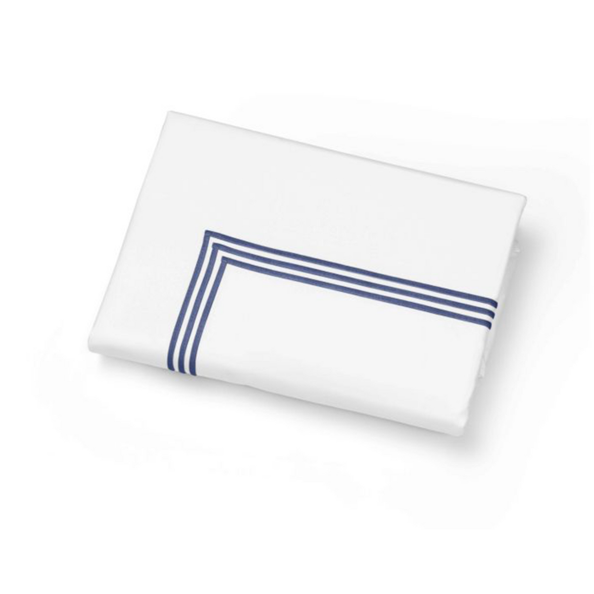 Folded Duvet Cover of Signoria Platinum Percale Bedding in White/Dark Blue Color
