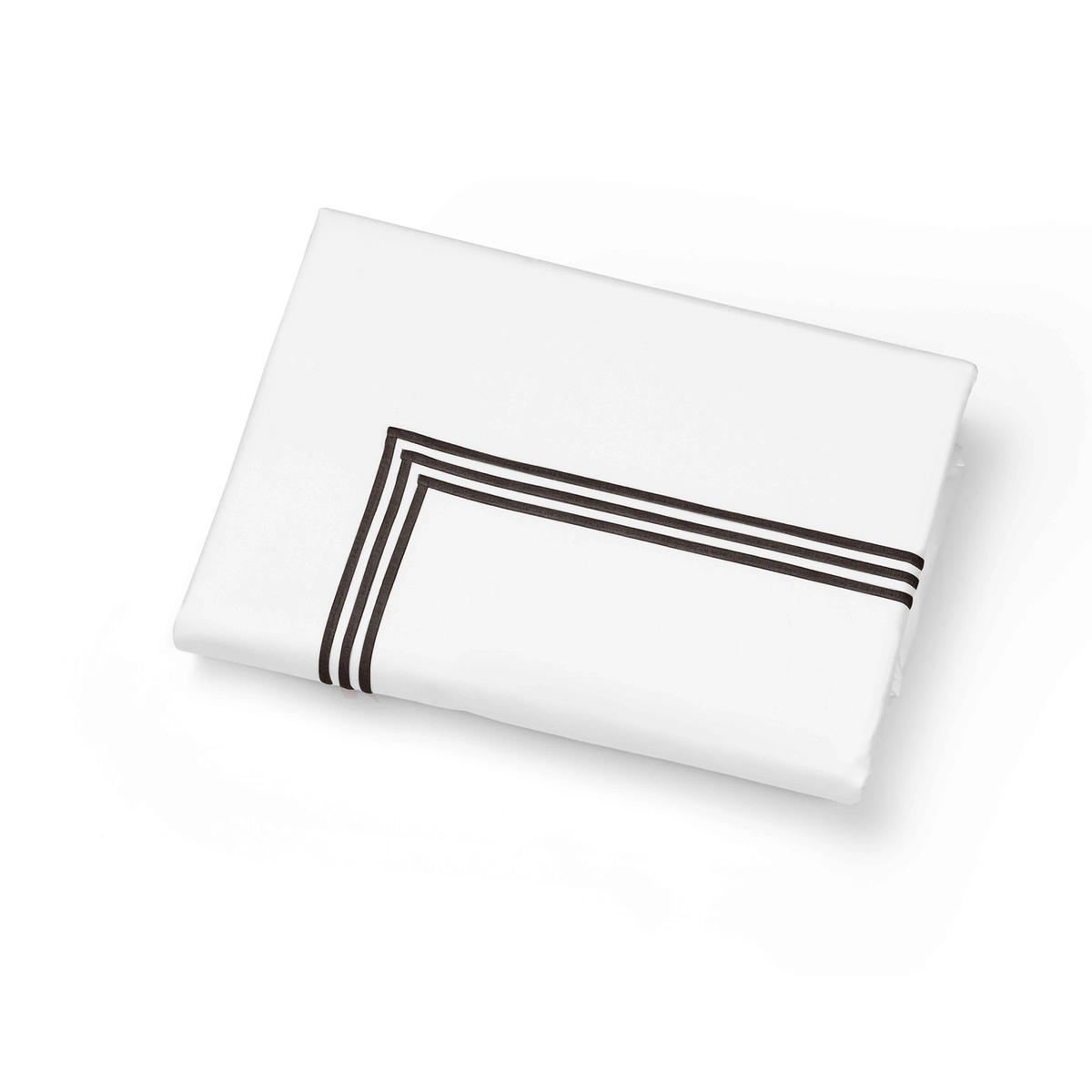 Folded Duvet Cover of Signoria Platinum Percale Bedding in White/Espresso Color