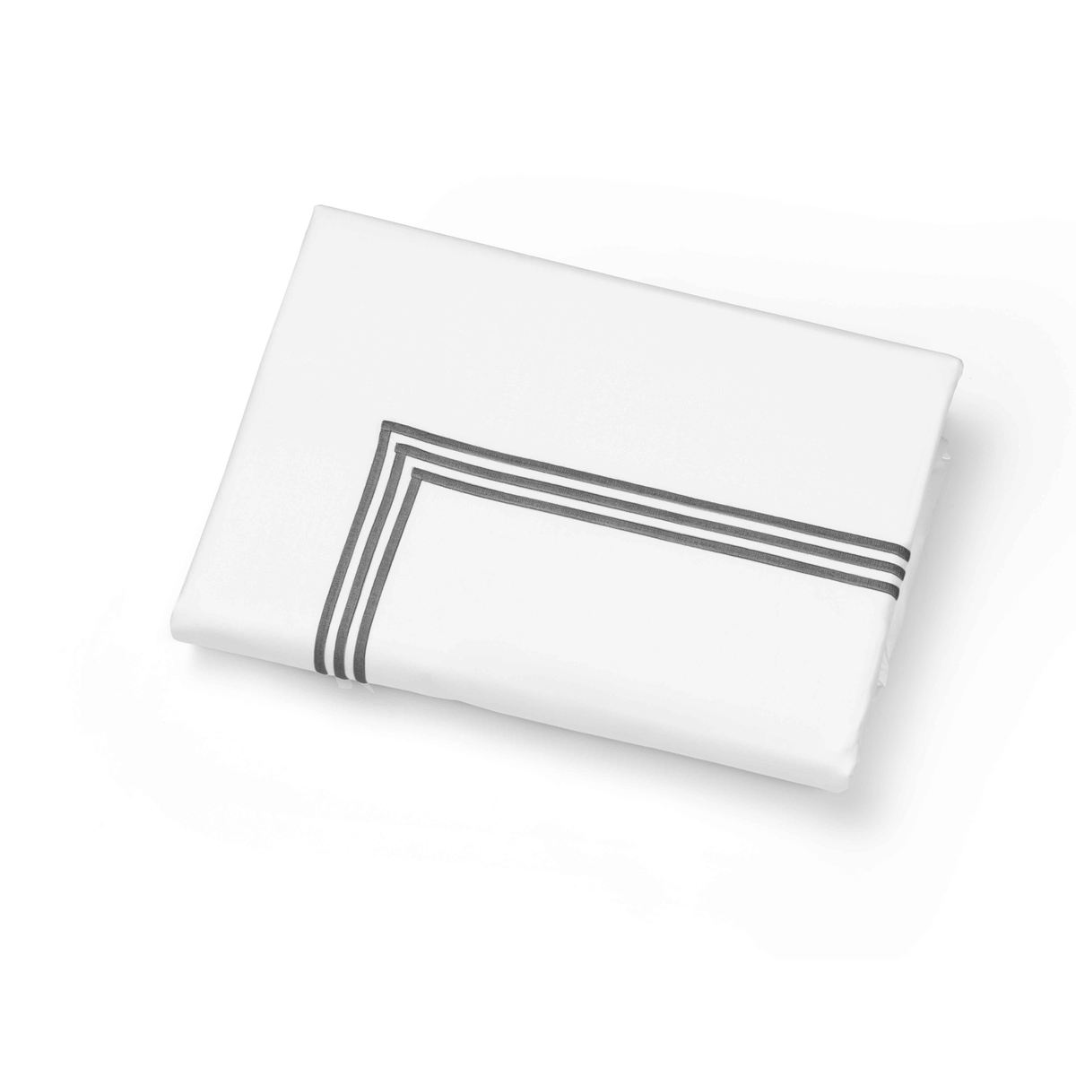 Folded Duvet Cover of Signoria Platinum Percale Bedding in White/Lead Grey Color