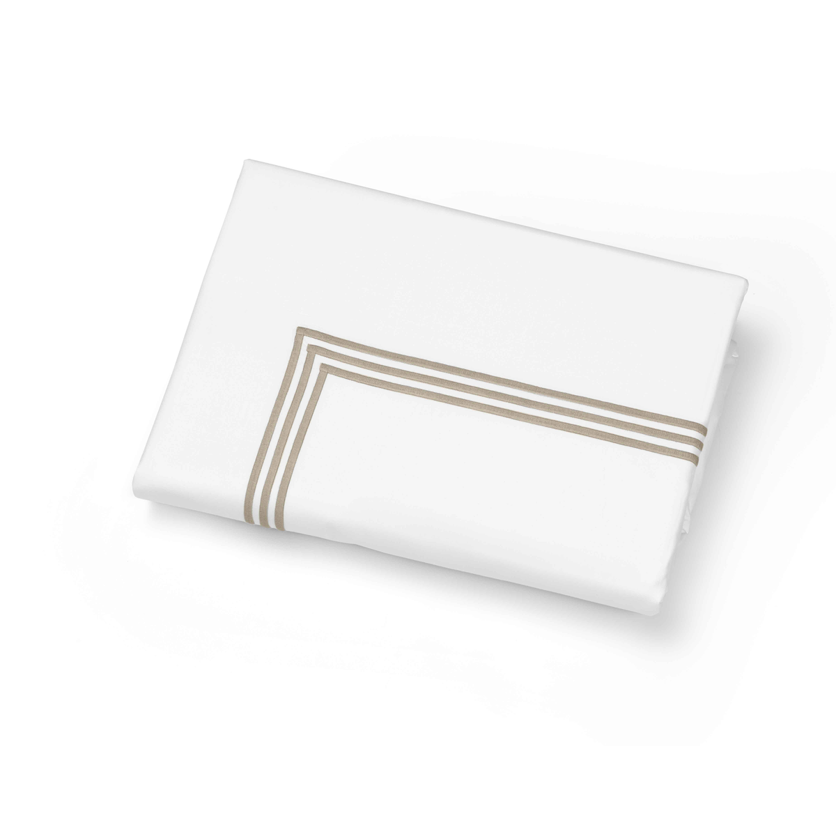 Folded Duvet Cover of Signoria Platinum Percale Bedding in White/Taupe Color