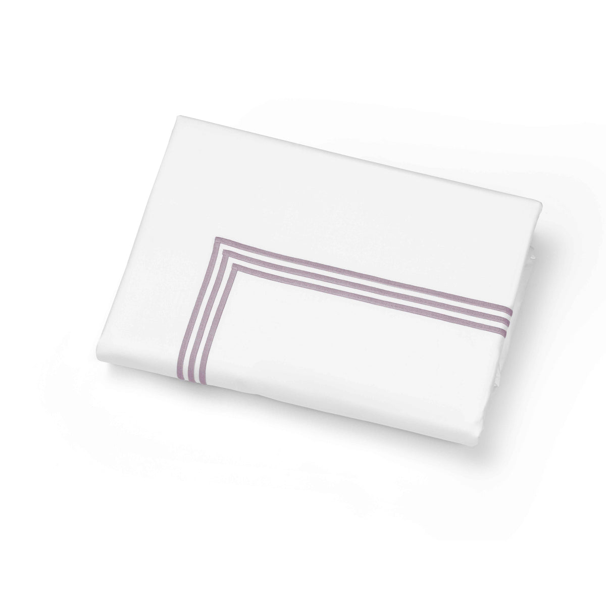 Folded Duvet Cover of Signoria Platinum Percale Bedding in White/Thistle Color