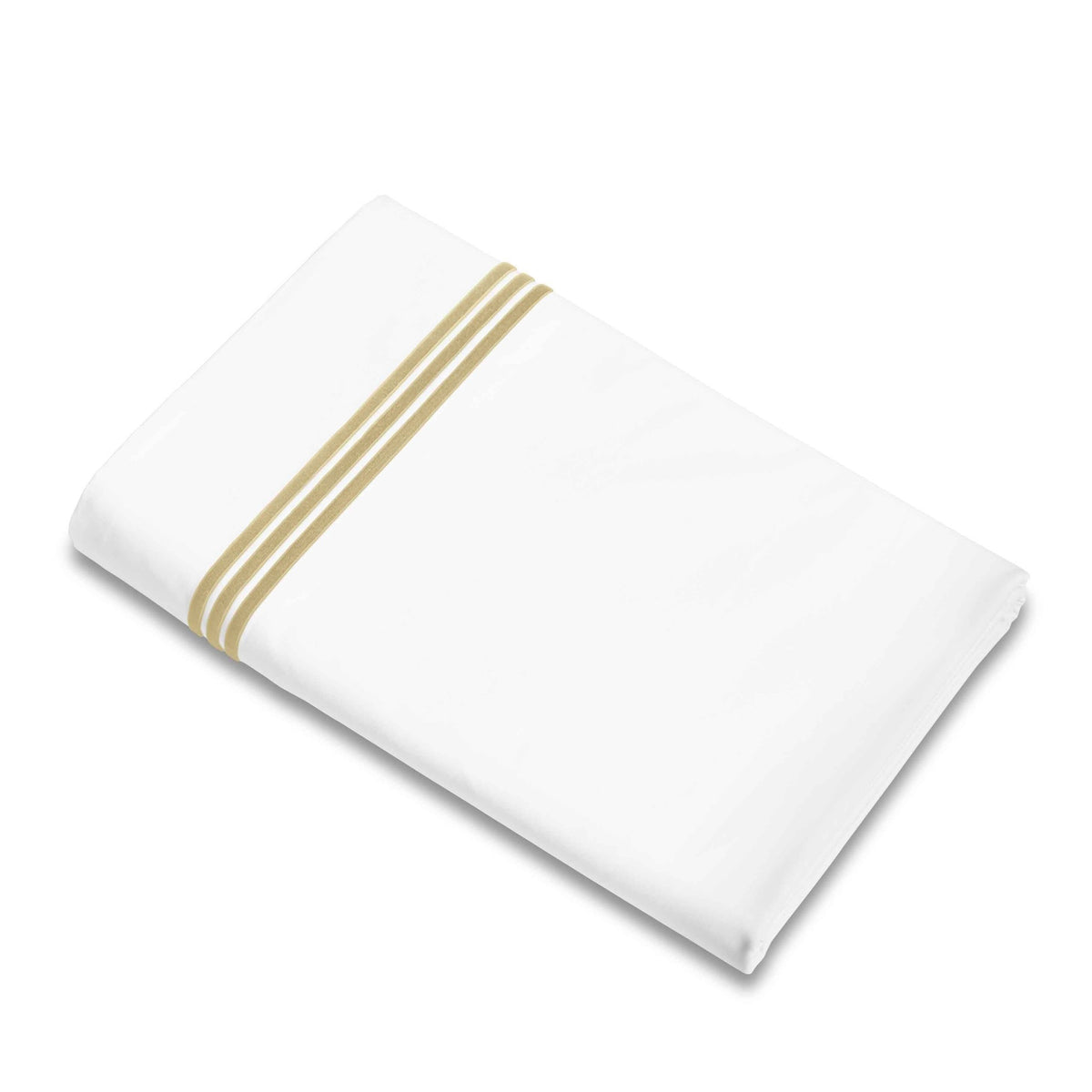 Flat Sheet of Signoria Platinum Percale Bedding in White/Caramel Color