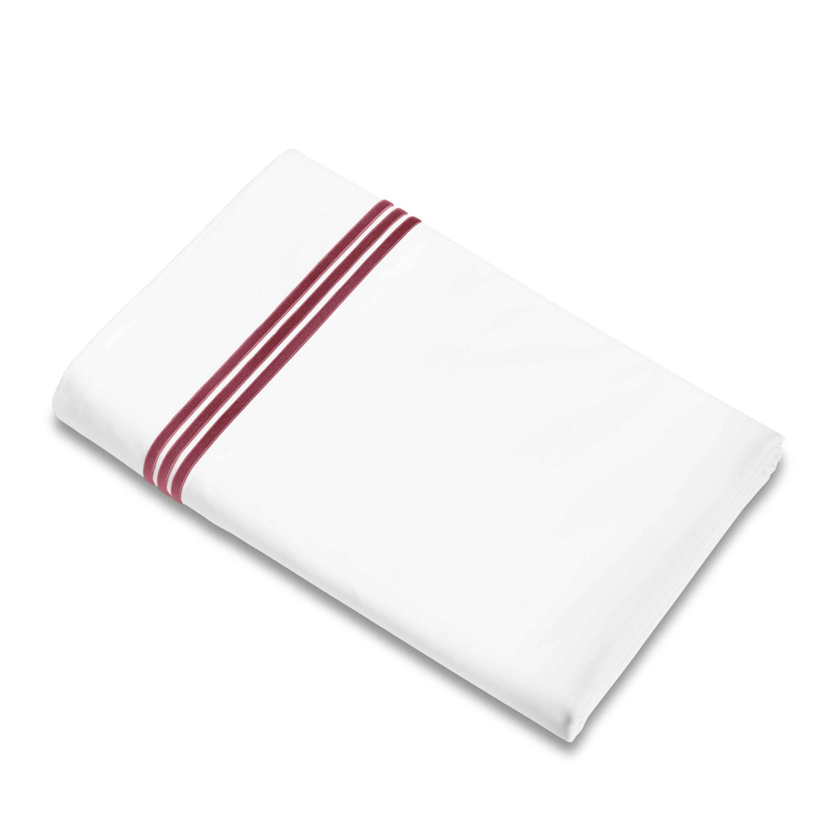 Flat Sheet of Signoria Platinum Percale Bedding in White/Cardinale Red Color