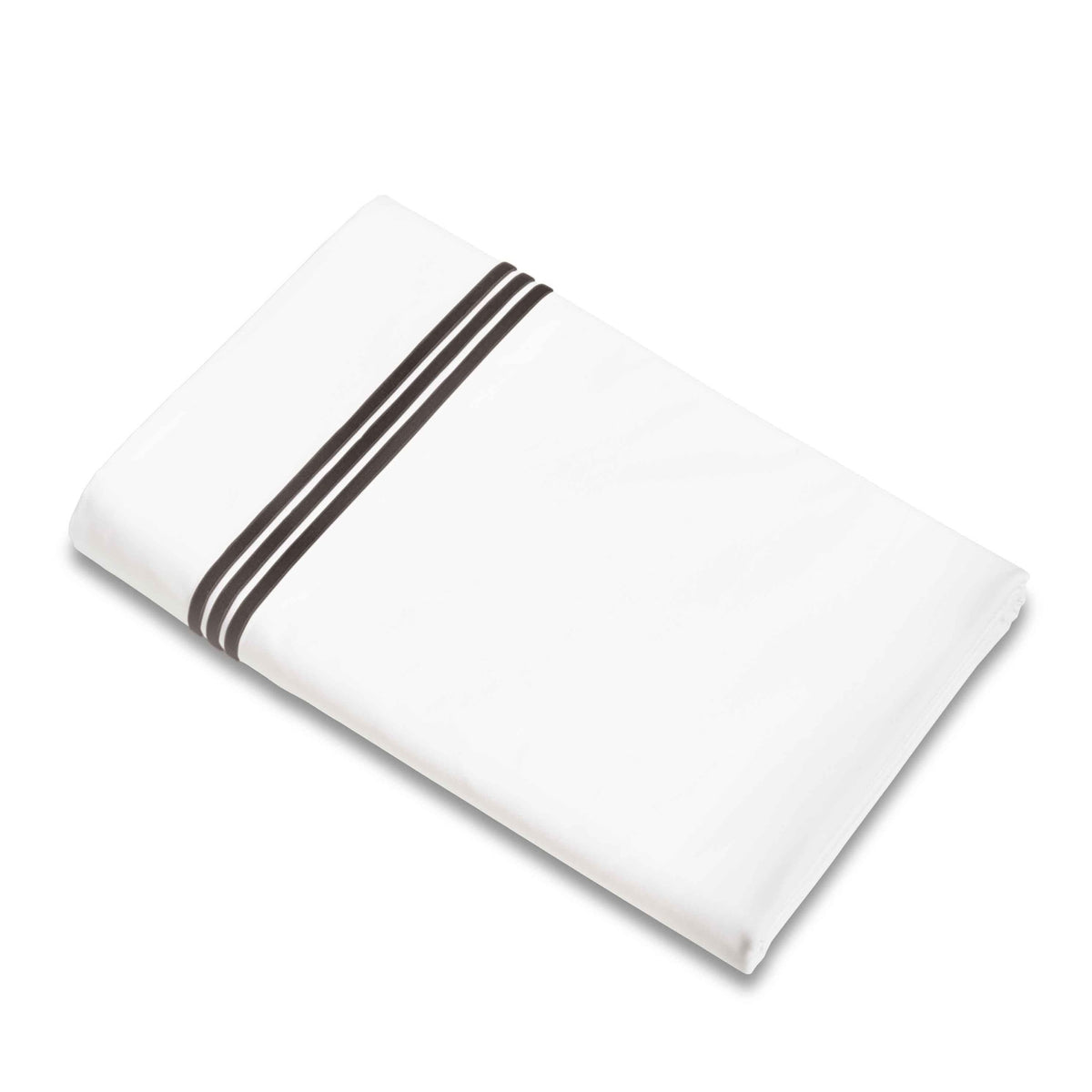 Flat Sheet of Signoria Platinum Percale Bedding in White/Espresso Color