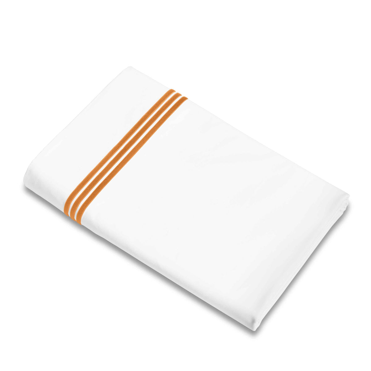 Flat Sheet of Signoria Platinum Percale Bedding in White/Rust Color