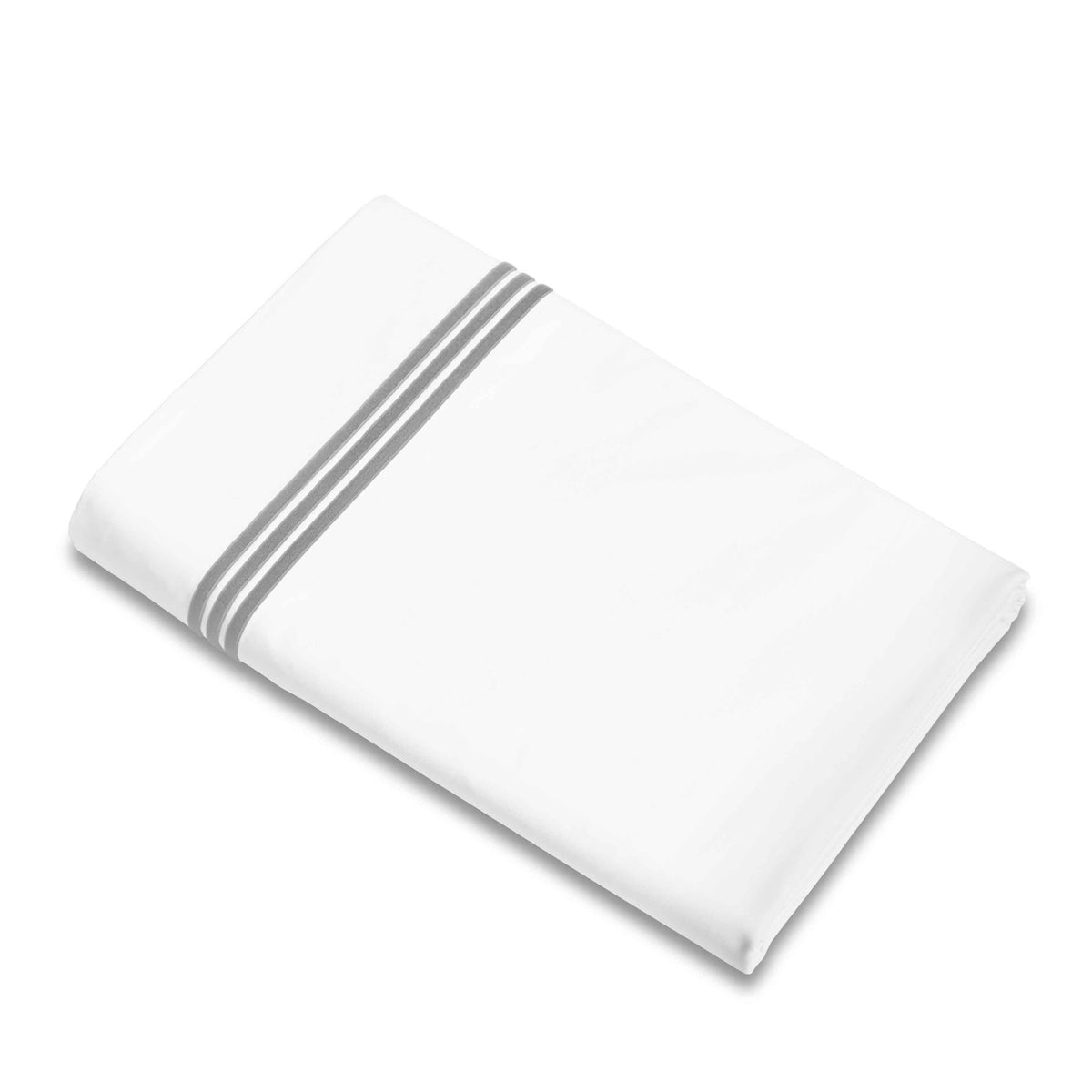 Flat Sheet of Signoria Platinum Percale Bedding in White/Silver Moon Color