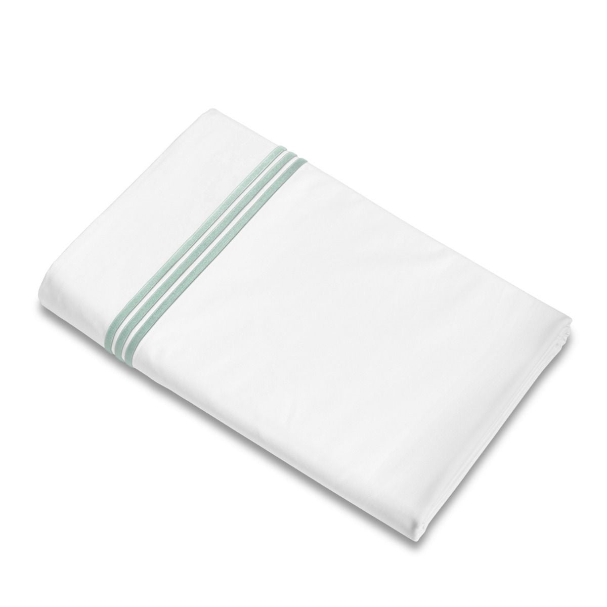 Flat Sheet of Signoria Platinum Percale Bedding in White/Silver Sage Color
